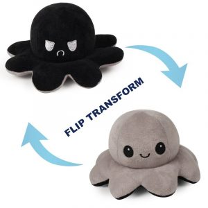 Reversible Octopus Plush - Gray & Black