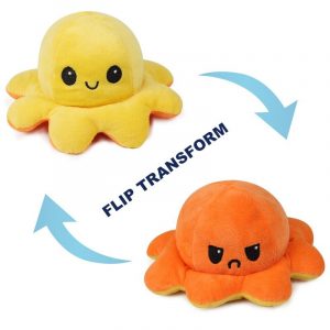 Reversible Octopus Plush -Orange & Yellow
